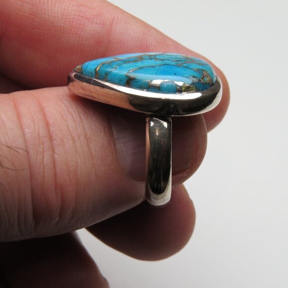 *925 Sterling Silver copper Turquoise Ring - Picture 3 of 3